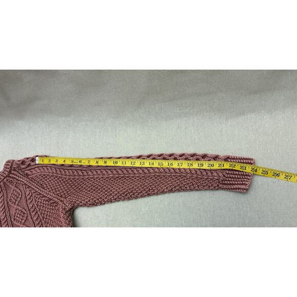 L.L.Bean Signature Cotton Fisherman Tunic Sweater L Rose Cable Knit - Picture 15 of 16